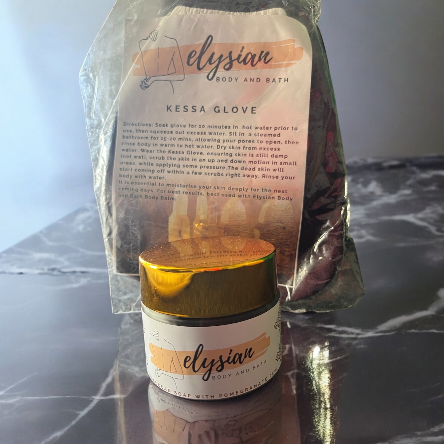 Pomegranate Peel Moroccan Soap with Kessa Glove