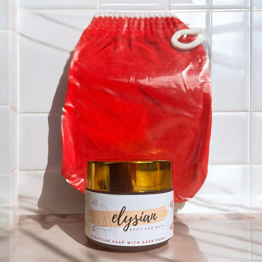 Aker Fassi Moroccan Soap with Kessa Glove