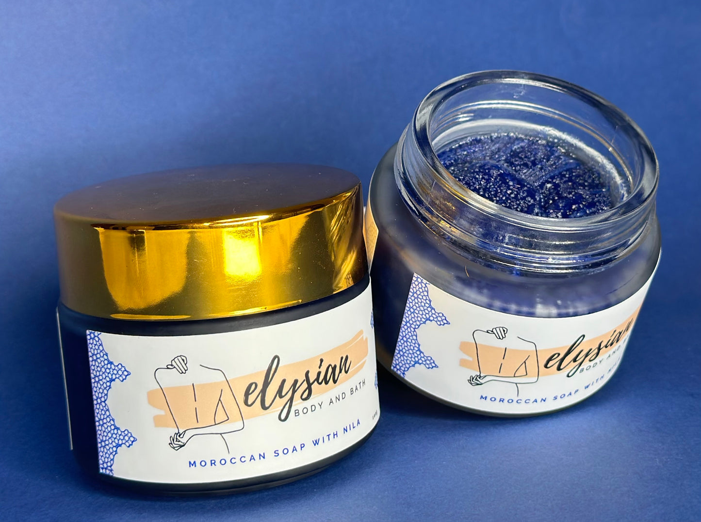 Blue Nila Moroccan Soap with Kessa Glove