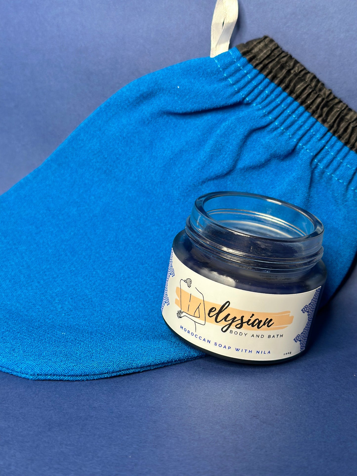 Blue Nila Moroccan Soap with Kessa Glove